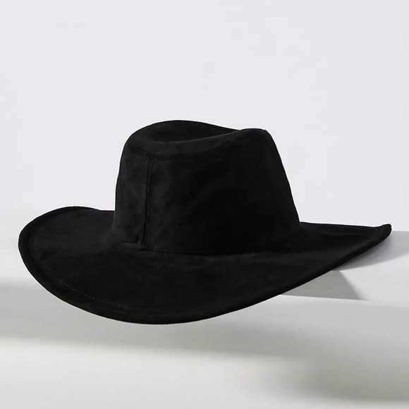 NWT Anthropologie San Diego Hat Company Black Faux Suede Fedora - Picture 4 of 11